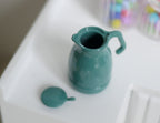 1:12 Scale Miniature Metal Water Kettle with Removable Lid, 1-1/4 inch tall, DIY Dollhouse Supply (teal)
