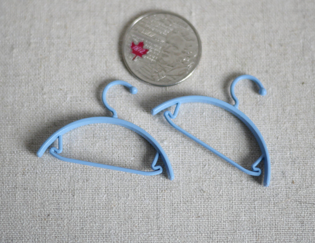 1:12 Scale Miniature Clothes Hangers, Set of 2, 1-9/16 inch wide, DIY Dollhouse Supply (light blue)