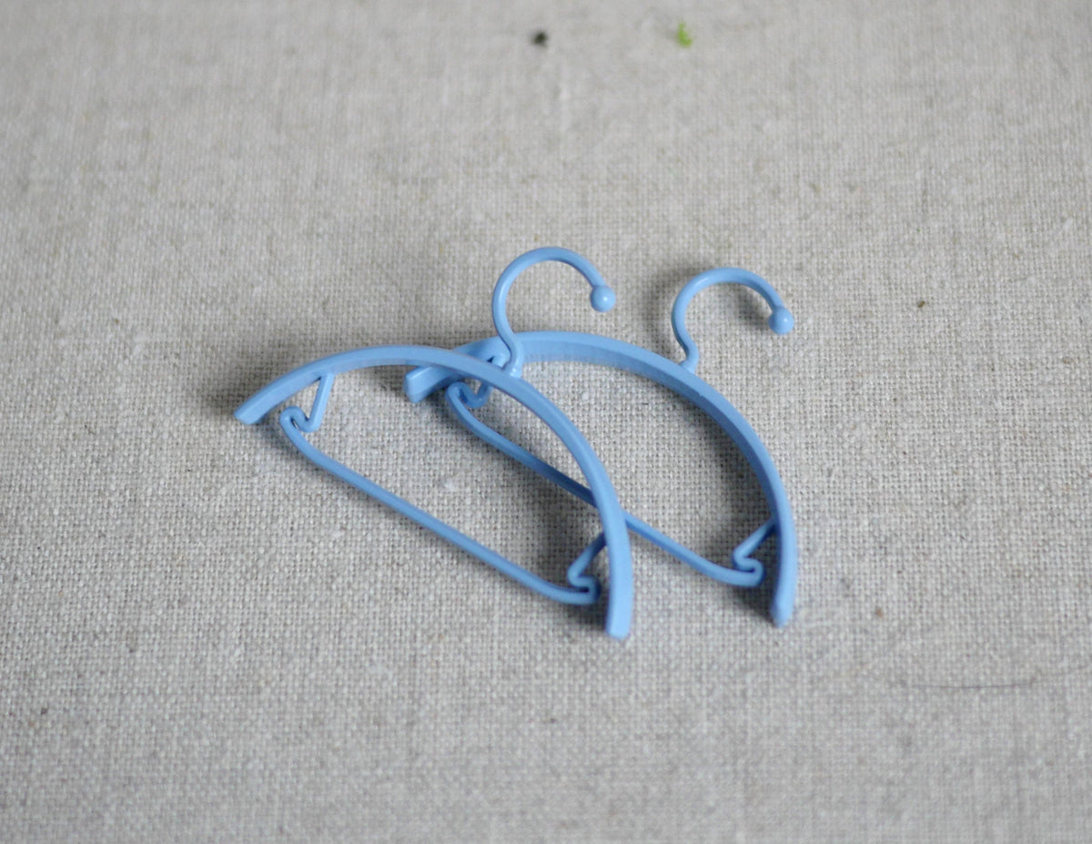 1:12 Scale Miniature Clothes Hangers, Set of 2, 1-9/16 inch wide, DIY Dollhouse Supply (light blue)