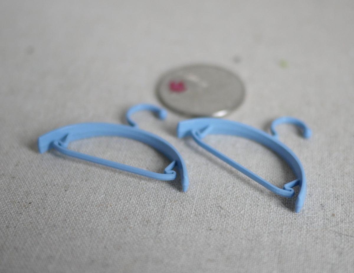 1:12 Scale Miniature Clothes Hangers, Set of 2, 1-9/16 inch wide, DIY Dollhouse Supply (light blue)