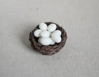 Dollhouse Miniature Fresh Eggs Ceramic Basket E029