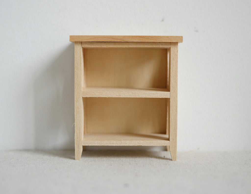 1:12 Scale Miniature Unpainted Wood Bookshelf, 3 Shelves, 2-13/16 inch tall, DIY Dollhouse Supply
