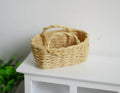 1:12 Scale Miniature Woven Rope Basket, Low Oval with Two Handles, 7/8 inch tall, DIY Dollhouse Supply