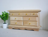 1:12 Dollhouse miniature unpainted unfinished 5-drawer chest, Dollhouse Furniture Sideboard drawer chest, 1/12th scale dresses - I019