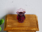 1:12 Scale Miniature Vase with Scalloped Rim, 13/16 inch tall, DIY Dollhouse Supply (purple)