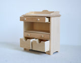 Dollhouse miniature 1:12 scale unfinished, unpainted Changing table with two drawers and two boxes - H010