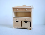 Dollhouse miniature 1:12 scale unfinished, unpainted Changing table with two drawers and two boxes - H010