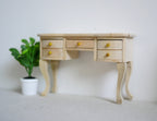 1:12 Scale Miniature Unpainted Wood Vanity Desk, 3 Drawers, Cabriole Legs, 4-1/2 inch long, DIY Dollhouse Supply