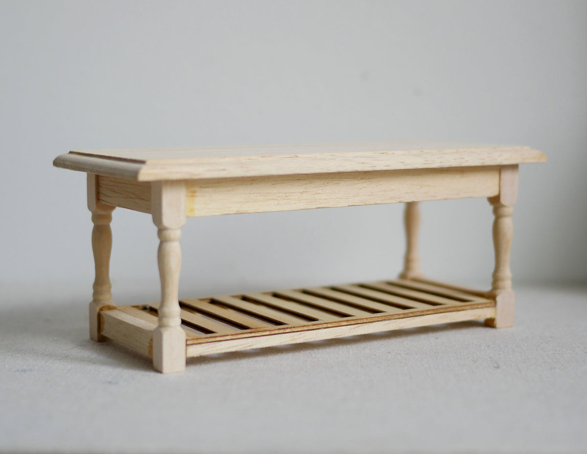 1:12 Dollhouse Supplies miniature unfinished wooden kitchen prep table or foyer bench 1/12 scale unfinished furniture - H003