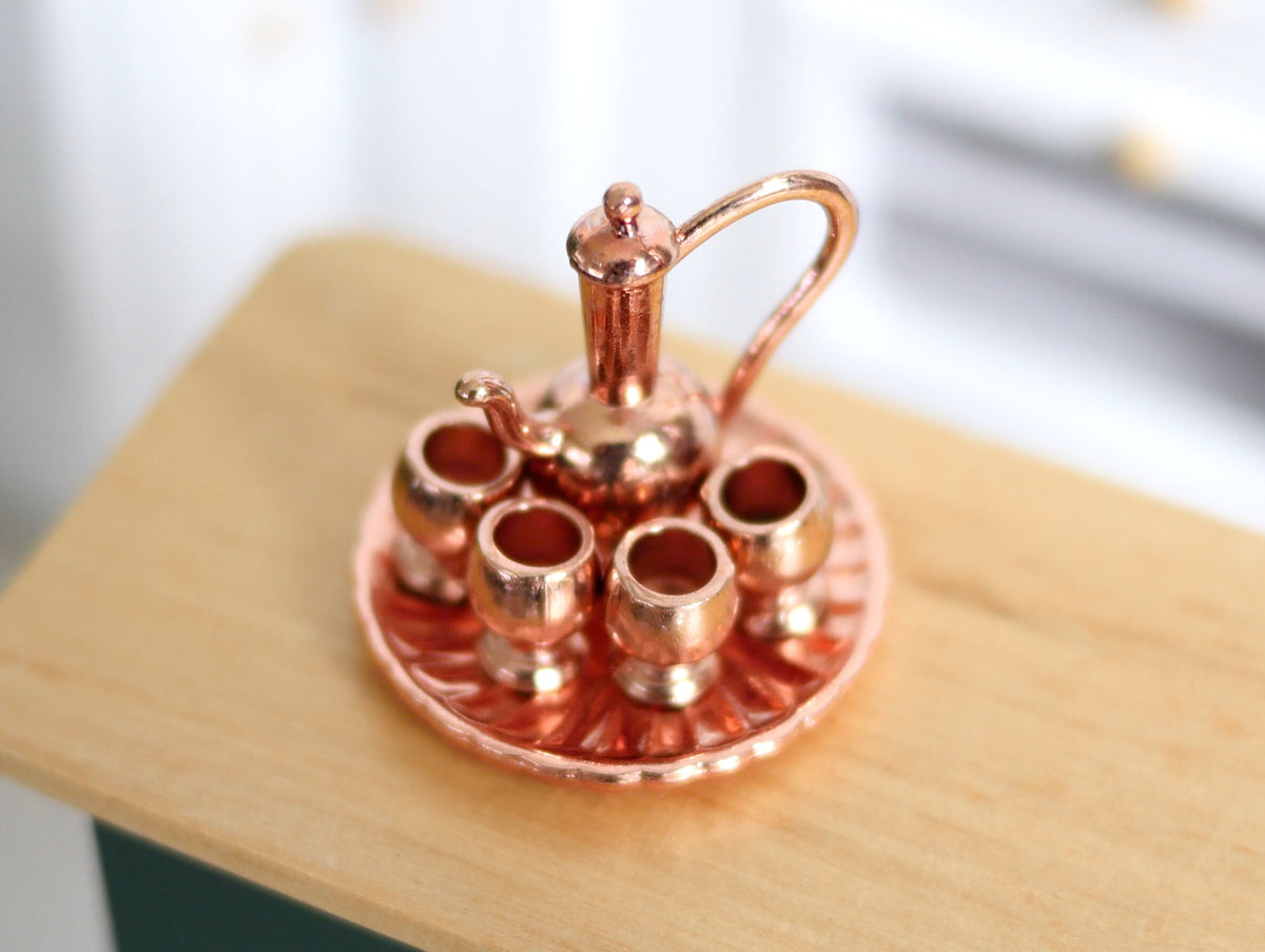 Dollhouse hollow ware dolls house 6-piece holloware teapot  1 12th scale miniature - F081