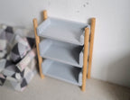 1:12 Scale Miniature Wood Open Storage Shelf, 3 Shelves, 4-3/4 inch tall, DIY Dollhouse Supply (natural and gray)