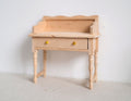 1:12 Scale Miniature Unpainted Wood Writing Desk, Gallery Rail, 1 Drawer, 3-5/8 inch long, DIY Dollhouse Supply