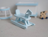 Dollhouse Supplies miniature rocking horse wooden small size trojan horse (Blue) - B002