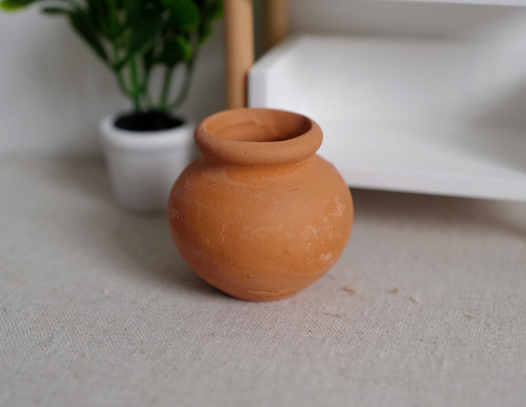 1:12 Scale Miniature Terracotta Clay Flower Pot, Rolled Rim, 1-1/4 inch tall, DIY Dollhouse Supply