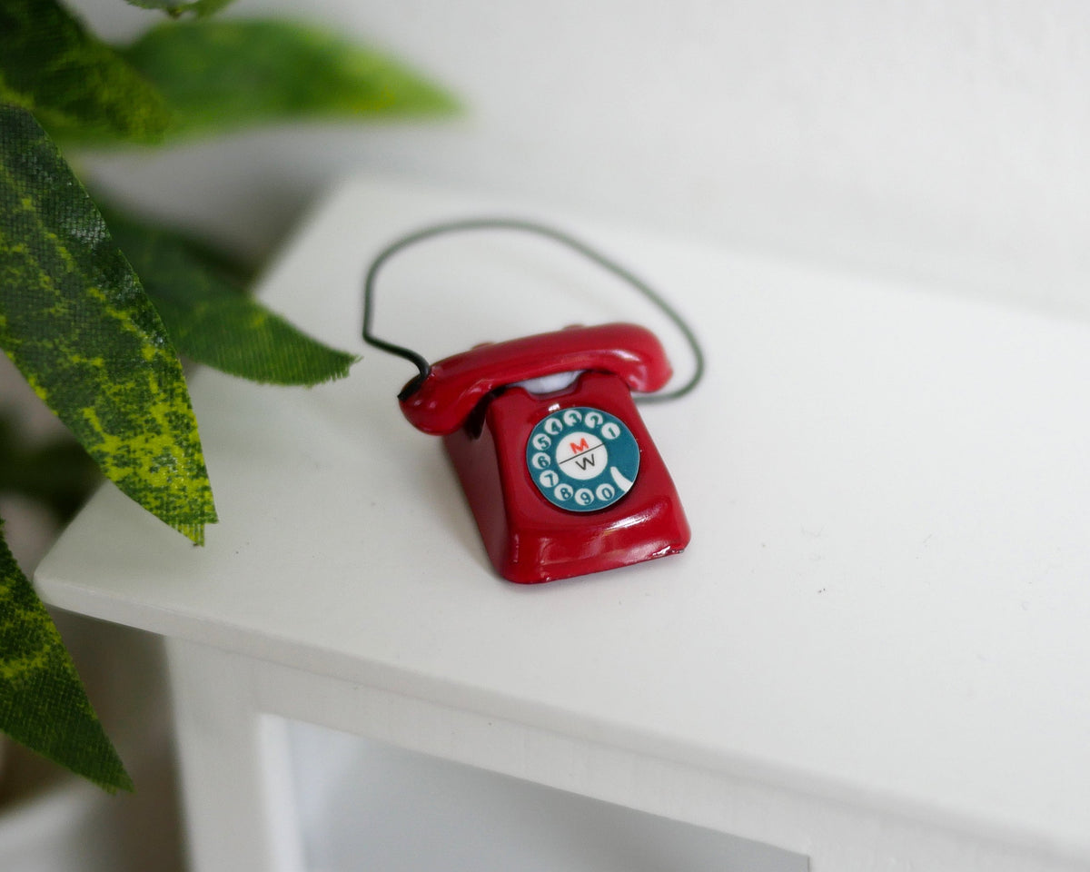Dollhouse Supplies rotary dial telephone doll house  metal phone 1 12th scale miniature - E064