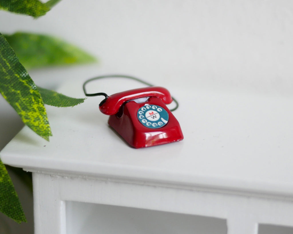Dollhouse Supplies rotary dial telephone doll house  metal phone 1 12th scale miniature - E064