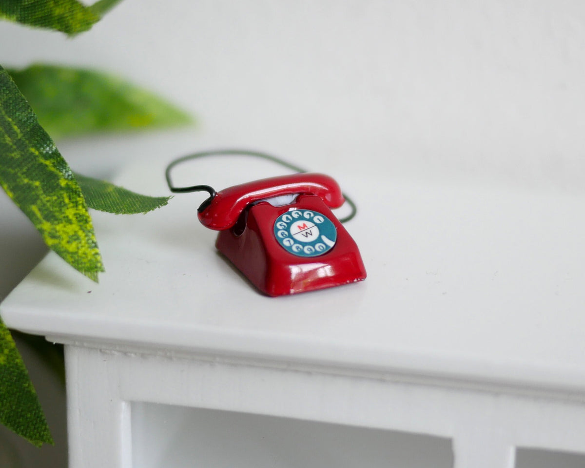 Dollhouse Supplies rotary dial telephone doll house  metal phone 1 12th scale miniature - E064