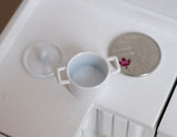 Dollhouse Supplies Miniature Metal Cooking Pot with Lid 1:12 Scale White Pot - A048