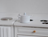 Dollhouse Supplies Miniature Metal Cooking Pot with Lid 1:12 Scale White Pot - A048
