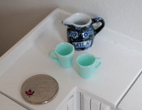 1:12 Dollhouse 2 piece miniature tea cups (made with plastic) (mint green) - A023