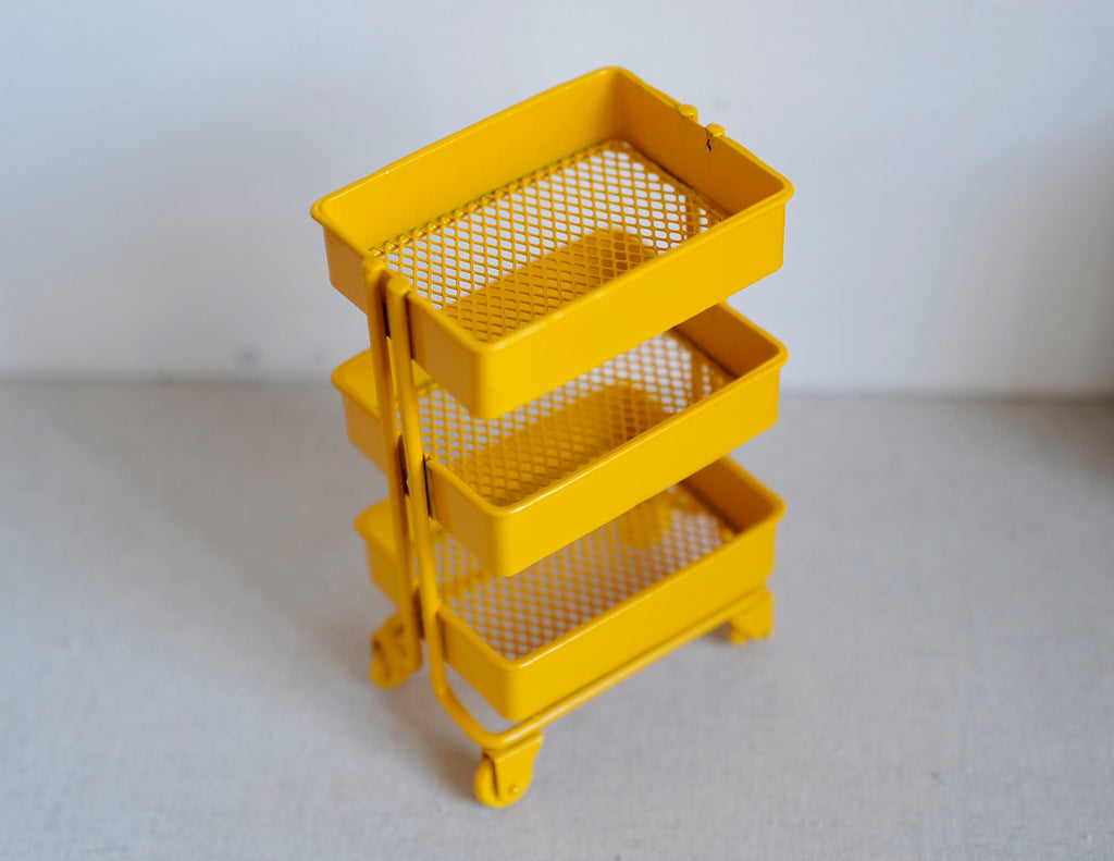 1:6 Scale Miniature Metal Utility Tool Cart, 4-5/8 inch tall, DIY Dollhouse Supply