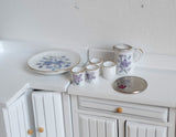 Dollhouse porcelain ceramic teapot tea 5 piece set doll house teapot tea cups tray parlour miniature - A037