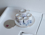 Dollhouse porcelain ceramic teapot tea 5 piece set doll house teapot tea cups tray parlour miniature - A037