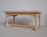 Dollhouse Kitchen Prep Table Refectory Table 1:12 Scale Unpainted Miniature Furniture - D005