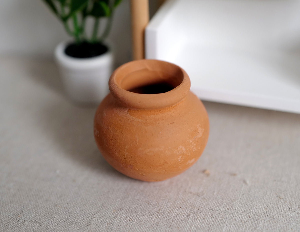 1:12 Scale Miniature Terracotta Clay Flower Pot, Rolled Rim, 1-1/4 inch tall, DIY Dollhouse Supply