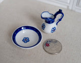 1:12 Dollhouse Supplies Miniature Porcelain Bathroom Accessory / Porcelain Jug and Bowl - A028