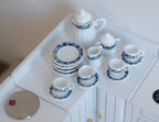 1:12 Scale Miniature Porcelain Tea Set, Navy Blue Stripes, Set of 15, 1-1/4 inch tall, DIY Dollhouse Supply (white)