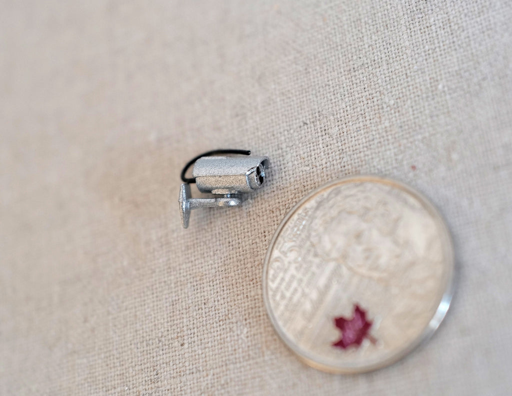 1:12 Scale Miniature Bullet Security Camera with Antenna, 1/2 inch long, DIY Dollhouse Supply (silver)