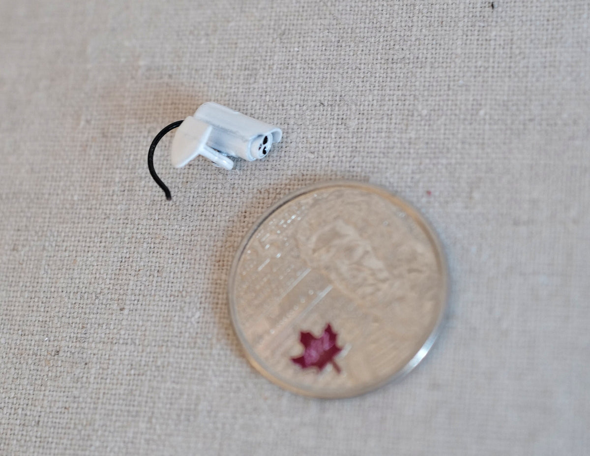 1:12 Scale Miniature Bullet Security Camera with Antenna, 1/2 inch long, DIY Dollhouse Supply (white)