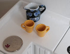1:12 Scale Miniature Coffee Mugs with Handles, Set of 2, 9/16 inch tall, DIY Dollhouse Supply (yellow)