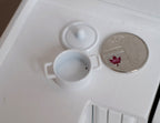 1:12 Scale Miniature Metal Cooking Pot with Lid, Side Handles, 1-1/16 inch dia., DIY Dollhouse Supply (white) (short)