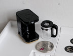 1:12 Scale Miniature Drip Coffee Maker with Glass Carafe, 1-7/16 inch tall, DIY Dollhouse Supply (black)