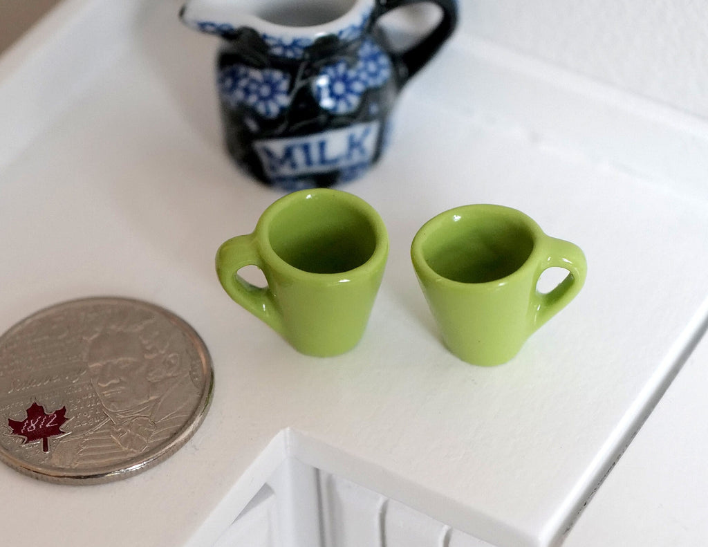 1:12 miniature coffee mug with handle tea cup set of 2 (Green) - A023