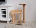 1:12 Scale Miniature Cat Tree with Scratching Pole, 2-11/16 inch tall, DIY Dollhouse Supply (wood)