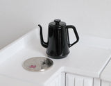 1:12 Dollhouse Supplies miniature metal gooseneck stove top kettle water boiler with lid and handle E049