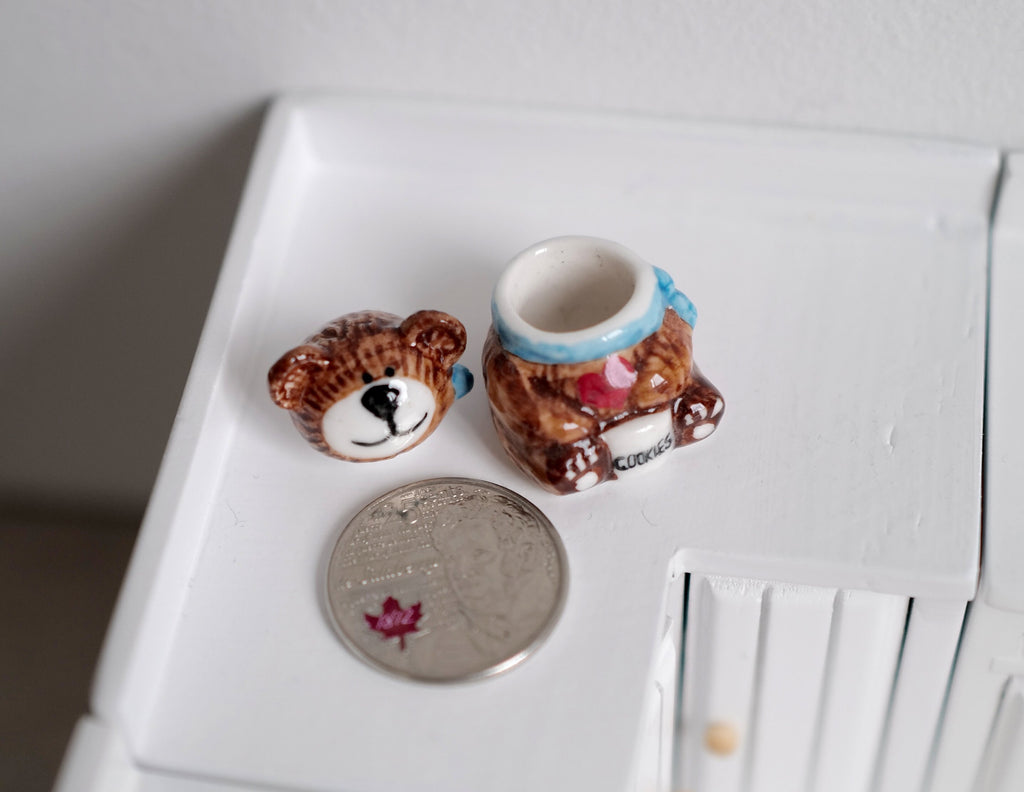 Pot à biscuits miniature en céramique pour maison de poupée, motif ours en peluche de Noël, échelle 1:12, hauteur 3 cm (1-3/16 po), accessoire de bricolage