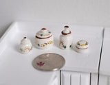 Miniature Ceramic Jars Set of 4 , 1:12 Scale Dollhouse Supplies Kitchen Accessories - A025