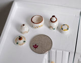 Miniature Ceramic Jars Set of 4 , 1:12 Scale Dollhouse Supplies Kitchen Accessories - A025