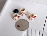 1:12 scale Dollhouse Miniature Christmas Snowman Ceramic Jar and Mugs set of 3, Kettle cups, Dolls House hot drink, miniature cup A025