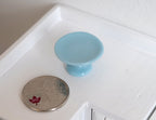 1:12 Scale Miniature Ceramic Pedestal Cake Stand, 9/16 inch tall, DIY Dollhouse Supply (blue)