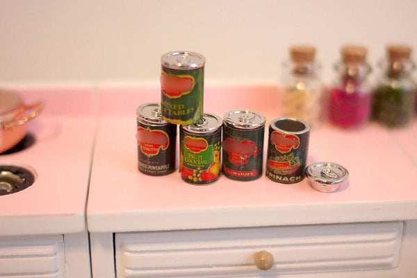 Dollhouse Miniature Friut Tin Cans set in 1:12th Mini Friut Tin Cans - E095