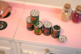 Dollhouse Miniature Friut Tin Cans set in 1:12th Mini Friut Tin Cans - E095