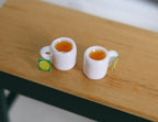 1:12 Scale Miniature Mugs of Tea with Tea Bags, Set of 2, 3/8 inch tall, DIY Dollhouse Supply