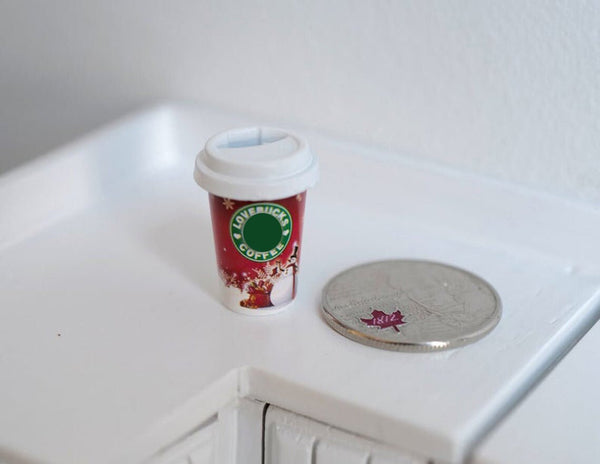 1:6 Dollhouse coffee cup, Miniature Coffee with coffee cup sleeve - G014