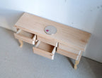 1:12 Scale Miniature Unpainted Wood Foyer Table with 6 Drawers, 3-1/16 inch tall, DIY Dollhouse Supply
