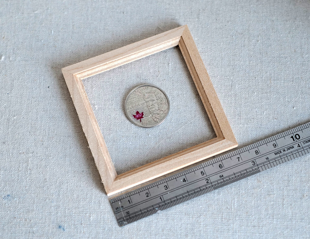 1:12 Scale Miniature Unpainted Wood Square Picture Frame, 2-3/4 inch square, DIY Dollhouse Supply